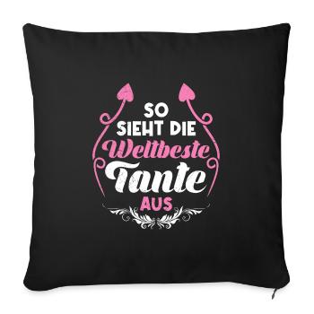 So sieht die weltbeste Tante aus Beste Tante - Sofakissenbezug 45 x 45 cm - Schwarz - Vorne