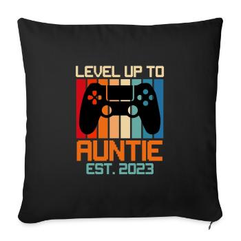 Level up Auntie 2023 Promotion Aunt Soon Aunt - Sofa pillowcase 17,3'' x 17,3'' (45 x 45 cm) - black - Front