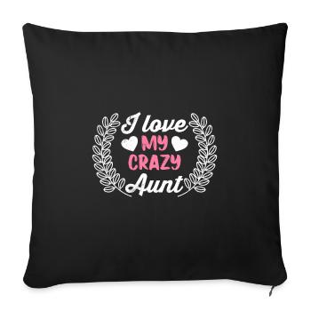 J’aime ma tante folle tante meilleure tante - Housse de coussin décorative 45 x 45 cm - noir - Devant
