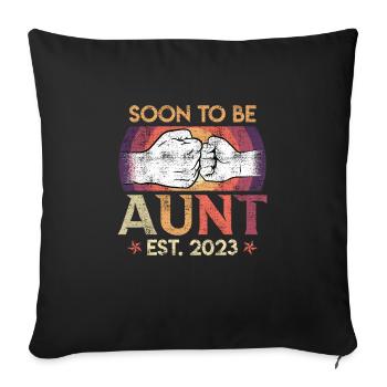 Je vais être une tante 2023 Bientôt tante Meilleure tante - Housse de coussin décorative 45 x 45 cm - noir - Devant