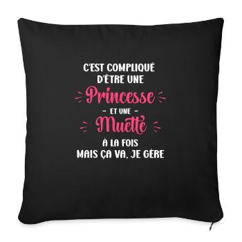 Compliqué princesse et Muette - Housse de coussin décorative 45 x 45 cm - noir - Devant