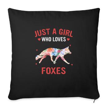 Fox foxes animal - Sofa pillowcase 17,3'' x 17,3'' (45 x 45 cm) - black - Front