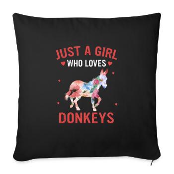 Âne âne animal - Housse de coussin décorative 45 x 45 cm - noir - Devant