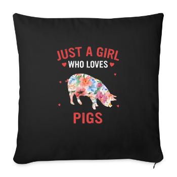 Animal porcin - Housse de coussin décorative 45 x 45 cm - noir - Devant