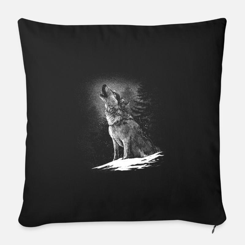 Wolf Wölfe Tier Jaulen - Sofakissenbezug 45 x 45 cm - Schwarz