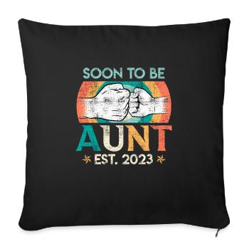 Je vais être une tante 2023 Bientôt tante Meilleure tante - Housse de coussin décorative 45 x 45 cm - noir - Devant