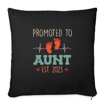 Promoted to Aunt 2023 Promotion Best Aunt - Sofa pillowcase 17,3'' x 17,3'' (45 x 45 cm) - black - Front