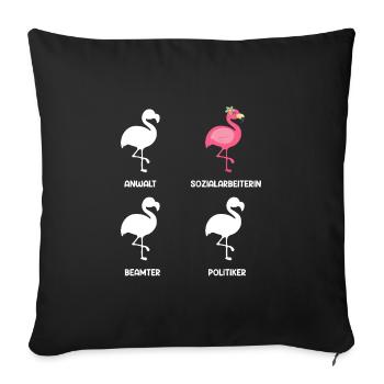Flamingo avocat fonctionnaire politicien travailleur social - Housse de coussin décorative 45 x 45 cm - noir - Devant