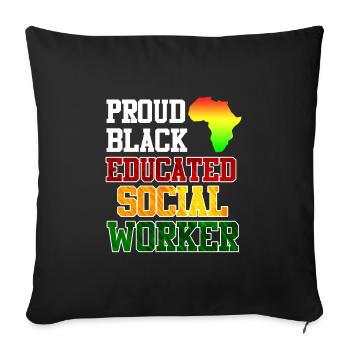 Africa Education I am a proud social worker - Sofa pillowcase 17,3'' x 17,3'' (45 x 45 cm) - black - Front