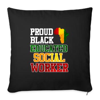Africa Education I am a proud social worker - Sofa pillowcase 17,3'' x 17,3'' (45 x 45 cm) - black - Front