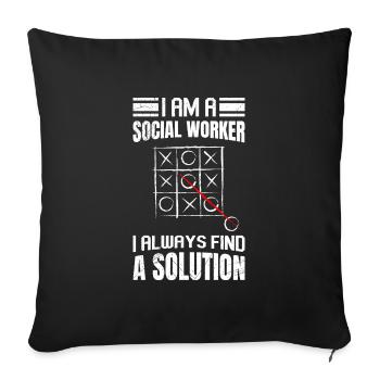 Je trouve toujours une solution Je suis travailleur social - Housse de coussin décorative 45 x 45 cm - noir - Devant