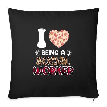 Emploi de rêve J’aime être travailleur social - Housse de coussin décorative 45 x 45 cm - noir - Devant