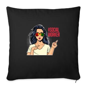 Africa I am a social worker - Sofa pillowcase 17,3'' x 17,3'' (45 x 45 cm) - black - Front