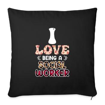 Emploi de rêve J’aime être travailleur social - Housse de coussin décorative 45 x 45 cm - noir - Devant