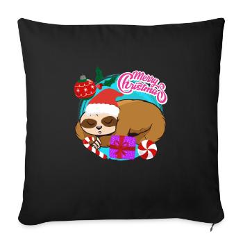 Sloth Christmas Merry Christmas - Sofa pillowcase 17,3'' x 17,3'' (45 x 45 cm) - black - Front