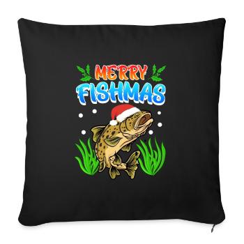 Trout Angler Merry Fishmas Angler Christmas - Sofa pillowcase 17,3'' x 17,3'' (45 x 45 cm) - black - Front