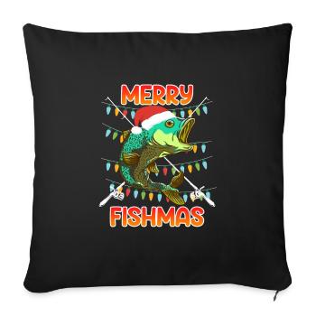Pêcheur Noël Joyeux poisson Poisson - Housse de coussin décorative 45 x 45 cm - noir - Devant