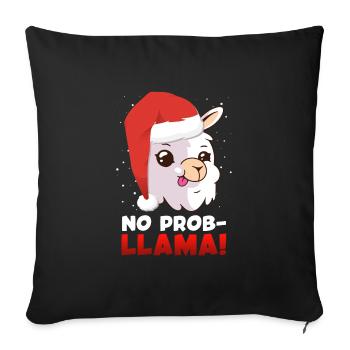 No Prob LLama Lampa Alpaca Christmas - Sofa pillowcase 17,3'' x 17,3'' (45 x 45 cm) - black - Front