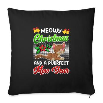 Miaou de Noël et une année purrfect - Housse de coussin décorative 45 x 45 cm - noir - Devant