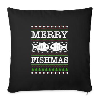 Laid Noël Pêcheur Poisson Pêcheur Noël - Housse de coussin décorative 45 x 45 cm - noir - Devant