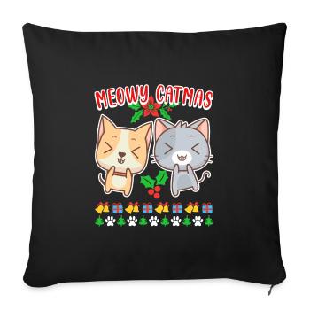 Meowy Catmas Cat Seater Kitten Cat - Sofa pillowcase 17,3'' x 17,3'' (45 x 45 cm) - black - Front
