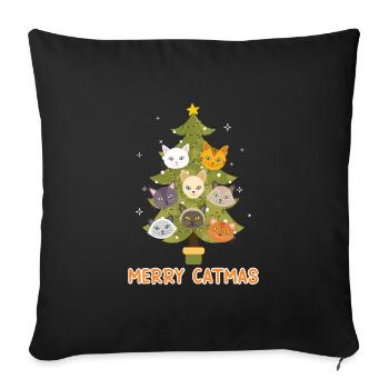 Merry Catmas Cats Christmas Tree - Sofa pillowcase 17,3'' x 17,3'' (45 x 45 cm) - black - Front
