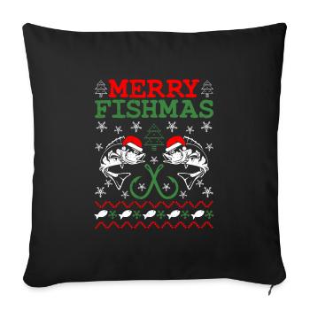 Laid Noël Pêcheur Poisson Pêcheur Noël - Housse de coussin décorative 45 x 45 cm - noir - Devant
