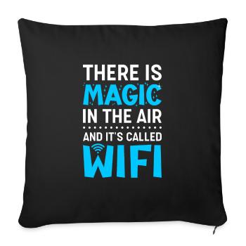 Wifi Magic in the Air pour les programmeurs - Housse de coussin décorative 45 x 45 cm - noir - Devant