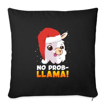 No Prob LLama Lampa Alpaca Christmas - Sofa pillowcase 17,3'' x 17,3'' (45 x 45 cm) - black - Front