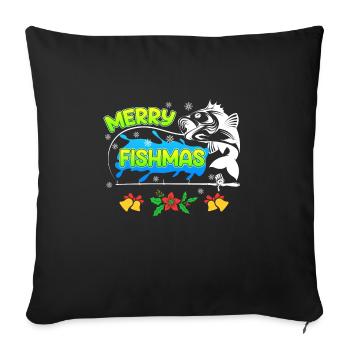 Pêcheur Noël Pêche Joyeux Poissons - Housse de coussin décorative 45 x 45 cm - noir - Devant