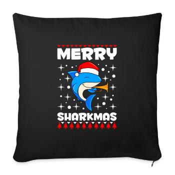 Joyeux Sharkmas Requin Noël - Housse de coussin décorative 45 x 45 cm - noir - Devant