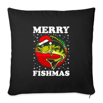 Merry Fishmas Angler Christmas Angel - Sofa pillowcase 17,3'' x 17,3'' (45 x 45 cm) - black - Front
