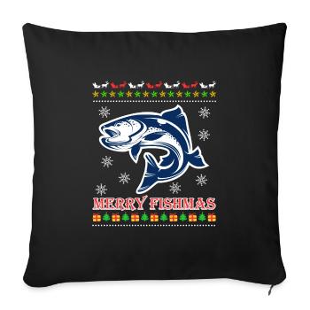 Angel Christmas Merry Fishmas Angler - Sofa pillowcase 17,3'' x 17,3'' (45 x 45 cm) - black - Front