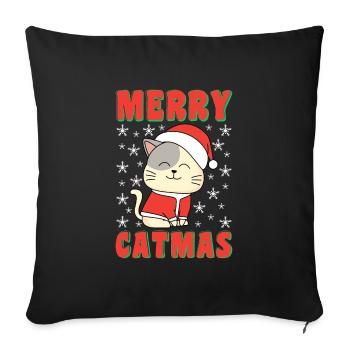 Merry Catmas Cats Christmas Cat Owner - Sofa pillowcase 17,3'' x 17,3'' (45 x 45 cm) - black - Front