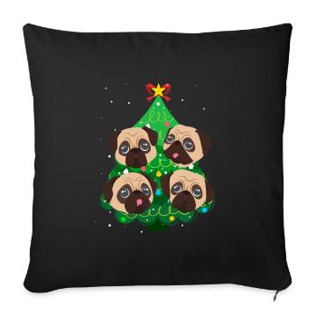 Carlin de Noël Pug Pug Dog Arbre de Noël - Housse de coussin décorative 45 x 45 cm - noir - Devant