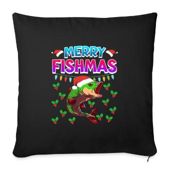 Niklaus Fish Noël Joyeux Fishmas - Housse de coussin décorative 45 x 45 cm - noir - Devant