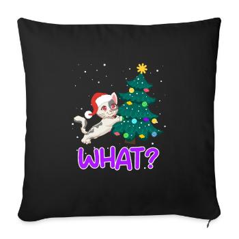 Quoi? Drôle de chaton d’arbre de Noël de chat - Housse de coussin décorative 45 x 45 cm - noir - Devant