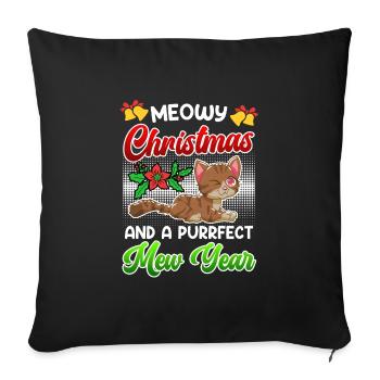 Miaou de Noël et une année purrfect - Housse de coussin décorative 45 x 45 cm - noir - Devant