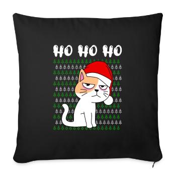 Funny Cat Ho Ho Nicholas Hats Kitten - Sofa pillowcase 17,3'' x 17,3'' (45 x 45 cm) - black - Front