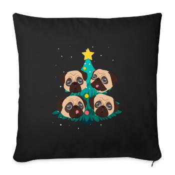 Carlin de Noël Pug Pug Dog Arbre de Noël - Housse de coussin décorative 45 x 45 cm - noir - Devant