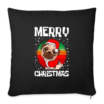 Merry Christmas Pug Dog Pug Owner Dog - Sofa pillowcase 17,3'' x 17,3'' (45 x 45 cm) - black - Front