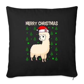 Lama Alpaga Joyeux Noël - Housse de coussin décorative 45 x 45 cm - noir - Devant