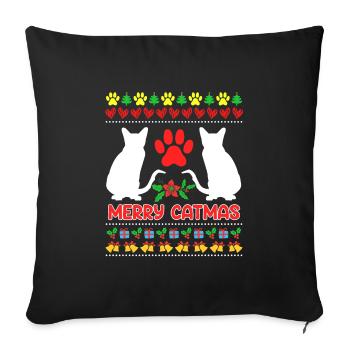 Ugly Christmas Cats - Sofa pillowcase 17,3'' x 17,3'' (45 x 45 cm) - black - Front