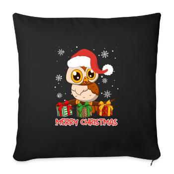 Joyeux Noël Hibou Noël - Housse de coussin décorative 45 x 45 cm - noir - Devant