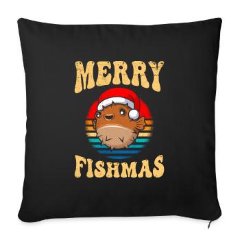 Merry Fishmas Angler Aquariophile Aquarium - Housse de coussin décorative 45 x 45 cm - noir - Devant