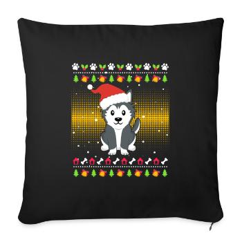 Husky Weihnachten Ugly Christmas - Sofa pillowcase 17,3'' x 17,3'' (45 x 45 cm) - black - Front