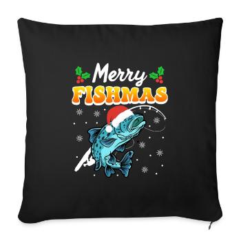 Merry Fishmas Angler Christmas Angel - Sofa pillowcase 17,3'' x 17,3'' (45 x 45 cm) - black - Front