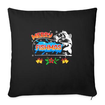 Pêcheur Noël Pêche Joyeux Poissons - Housse de coussin décorative 45 x 45 cm - noir - Devant