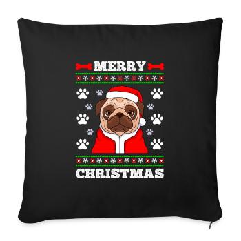 Merry Christmas Pug Dog Pug Owner Dog - Sofa pillowcase 17,3'' x 17,3'' (45 x 45 cm) - black - Front