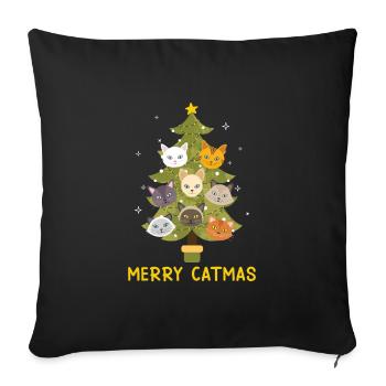 Merry Catmas Cats Christmas Tree - Sofa pillowcase 17,3'' x 17,3'' (45 x 45 cm) - black - Front